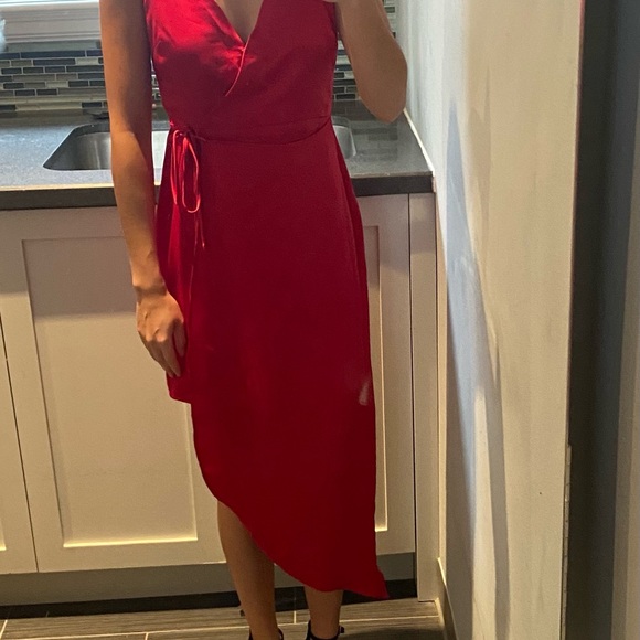 BCBGeneration Asymmetrical Satin Wrap Dress - Picture 5 of 5